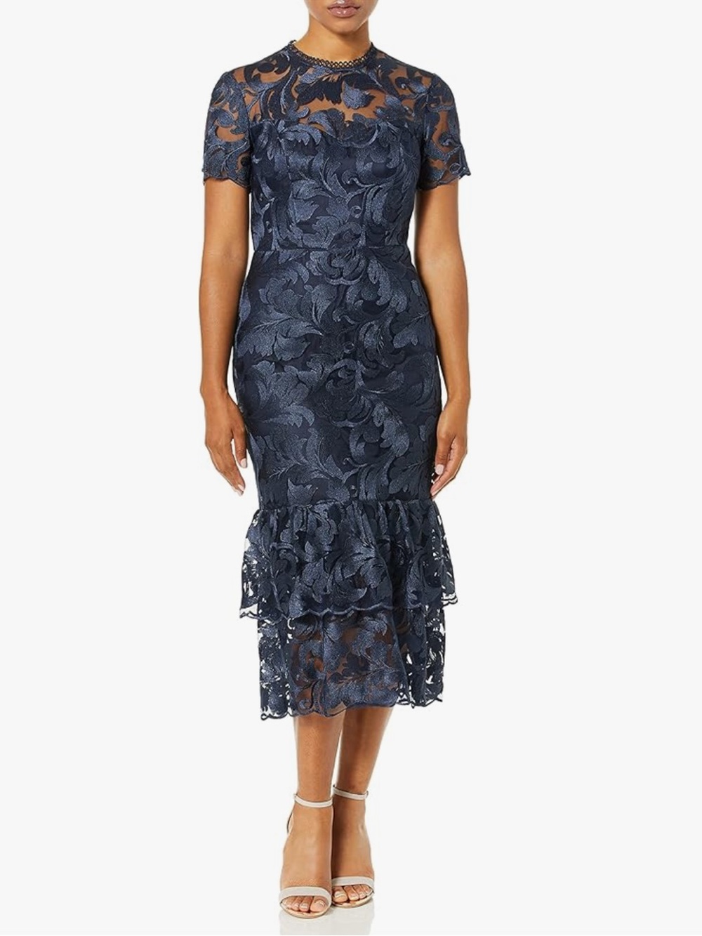 Shoshanna Treya Dress Size 12 Navy Floral Lace Wedding Guest Cocktail Evening